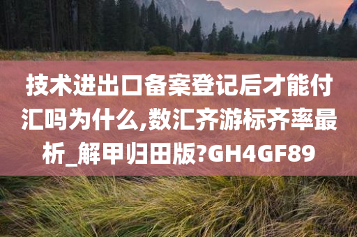 技术进出口备案登记后才能付汇吗为什么,数汇齐游标齐率最析_解甲归田版?GH4GF89