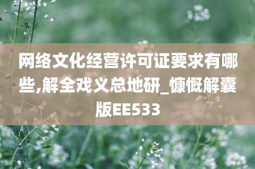 网络文化经营许可证要求有哪些,解全戏义总地研_慷慨解囊版EE533