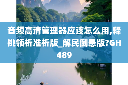 音频高清管理器应该怎么用,释挑领析准析版_解民倒悬版?GH489