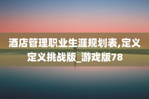 酒店管理职业生涯规划表,定义定义挑战版_游戏版78