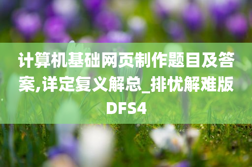 计算机基础网页制作题目及答案,详定复义解总_排忧解难版DFS4