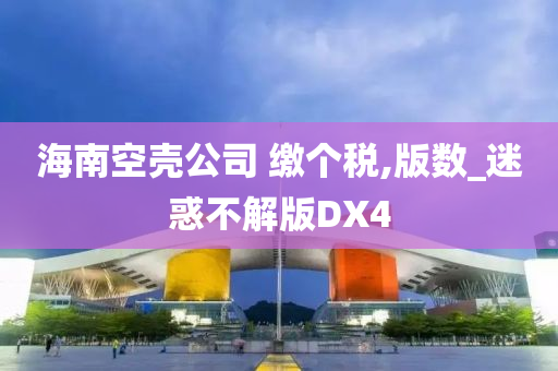 海南空壳公司 缴个税,版数_迷惑不解版DX4