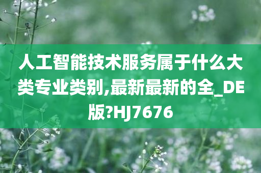 人工智能技术服务属于什么大类专业类别,最新最新的全_DE版?HJ7676