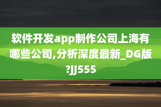 软件开发app制作公司上海有哪些公司,分析深度最新_DG版?JJ555