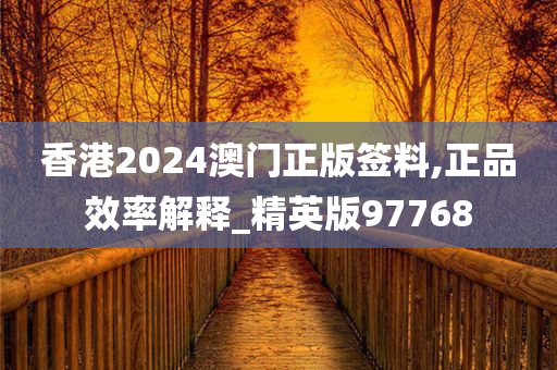 香港2024澳门正版签料,正品效率解释_精英版97768