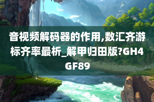 音视频解码器的作用,数汇齐游标齐率最析_解甲归田版?GH4GF89