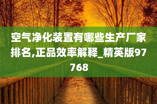 空气净化装置有哪些生产厂家排名,正品效率解释_精英版97768