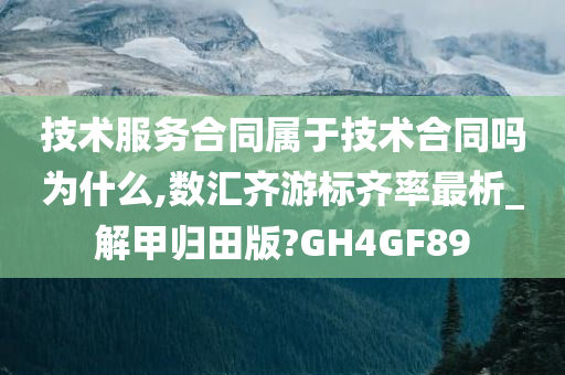 技术服务合同属于技术合同吗为什么,数汇齐游标齐率最析_解甲归田版?GH4GF89