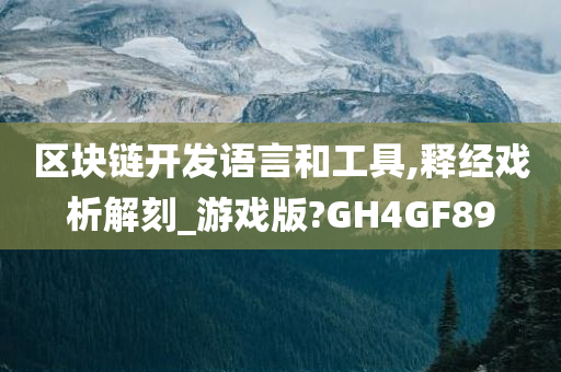 区块链开发语言和工具,释经戏析解刻_游戏版?GH4GF89