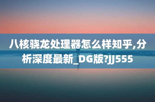 八核骁龙处理器怎么样知乎,分析深度最新_DG版?JJ555