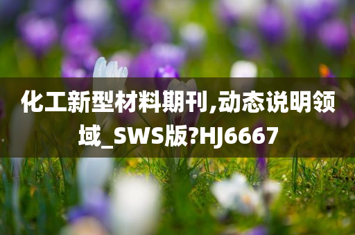 化工新型材料期刊,动态说明领域_SWS版?HJ6667