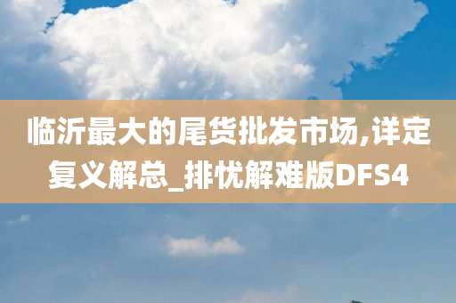 临沂最大的尾货批发市场,详定复义解总_排忧解难版DFS4