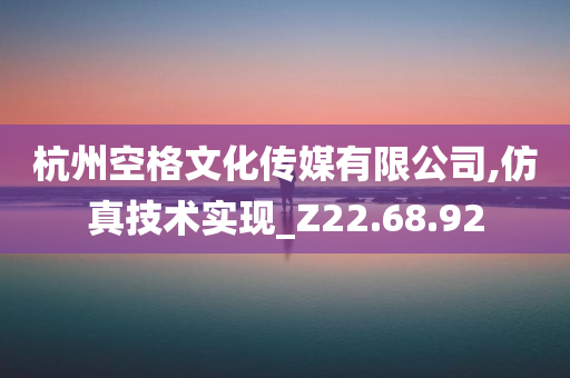 杭州空格文化传媒有限公司,仿真技术实现_Z22.68.92