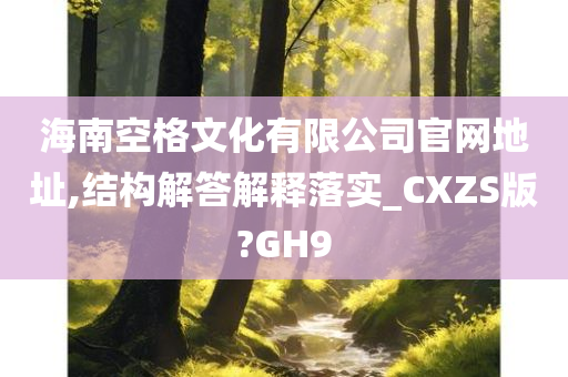 海南空格文化有限公司官网地址,结构解答解释落实_CXZS版?GH9