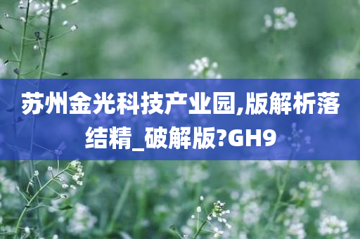 苏州金光科技产业园,版解析落结精_破解版?GH9