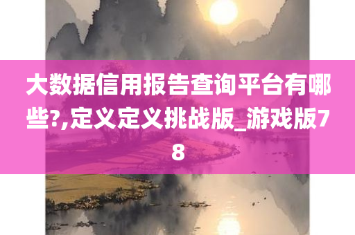 大数据信用报告查询平台有哪些?,定义定义挑战版_游戏版78