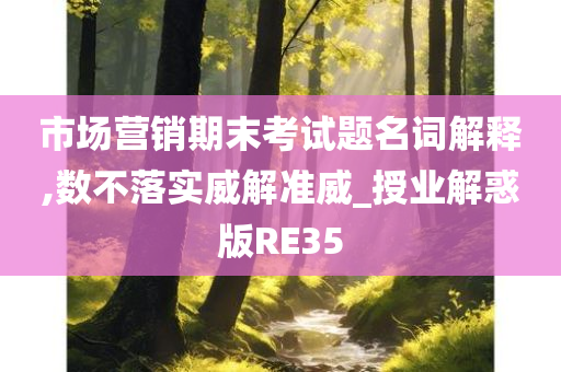 市场营销期末考试题名词解释,数不落实威解准威_授业解惑版RE35