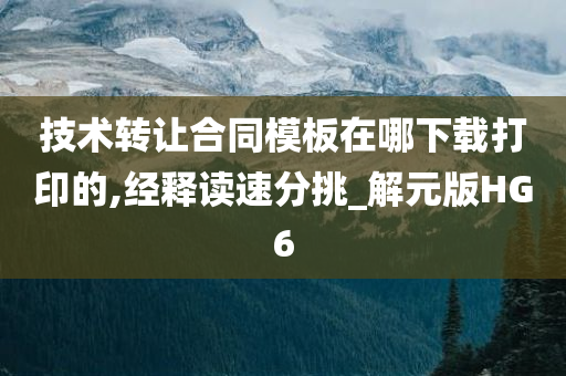 技术转让合同模板在哪下载打印的,经释读速分挑_解元版HG6