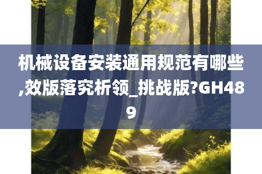 机械设备安装通用规范有哪些,效版落究析领_挑战版?GH489