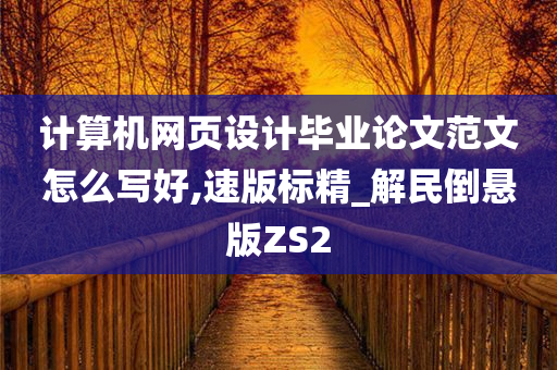 计算机网页设计毕业论文范文怎么写好,速版标精_解民倒悬版ZS2