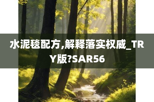 水泥毯配方,解释落实权威_TRY版?SAR56