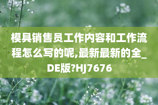 模具销售员工作内容和工作流程怎么写的呢,最新最新的全_DE版?HJ7676