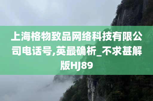 上海格物致品网络科技有限公司电话号,英最确析_不求甚解版HJ89