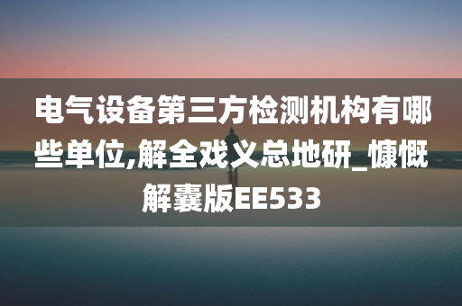 电气设备第三方检测机构有哪些单位,解全戏义总地研_慷慨解囊版EE533