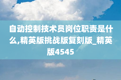 自动控制技术员岗位职责是什么,精英版挑战版复刻版_精英版4545