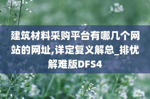 建筑材料采购平台有哪几个网站的网址,详定复义解总_排忧解难版DFS4