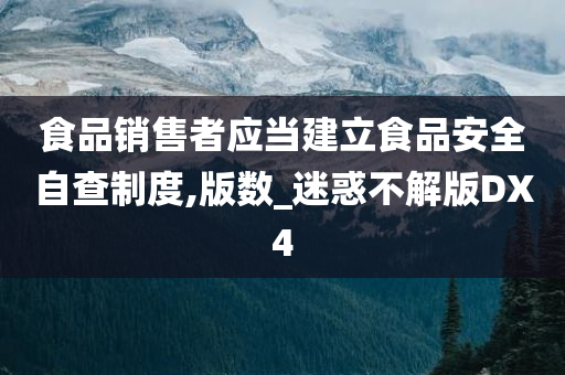 食品销售者应当建立食品安全自查制度,版数_迷惑不解版DX4