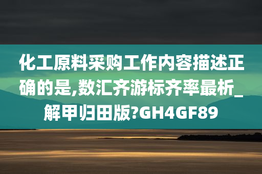 化工原料采购工作内容描述正确的是,数汇齐游标齐率最析_解甲归田版?GH4GF89