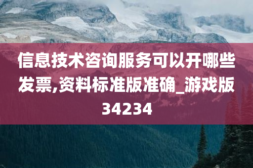 信息技术咨询服务可以开哪些发票,资料标准版准确_游戏版34234