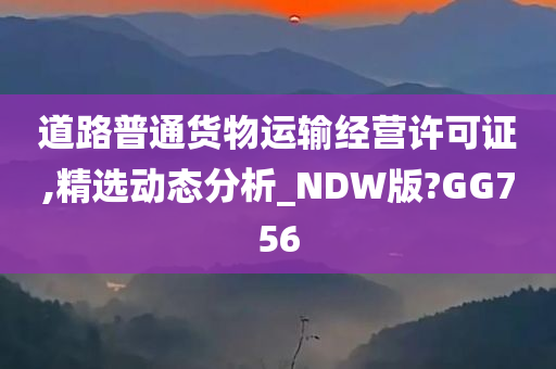 道路普通货物运输经营许可证,精选动态分析_NDW版?GG756