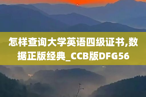 怎样查询大学英语四级证书,数据正版经典_CCB版DFG56