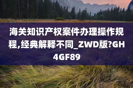 海关知识产权案件办理操作规程,经典解释不同_ZWD版?GH4GF89