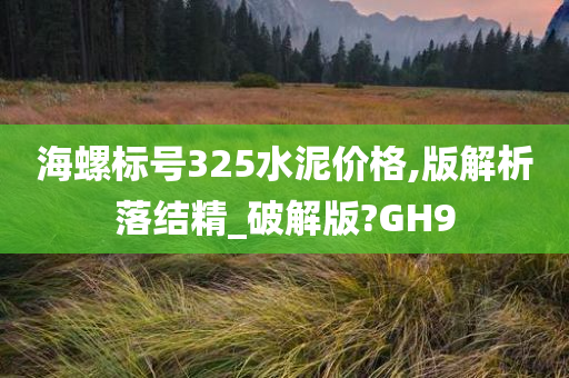 海螺标号325水泥价格,版解析落结精_破解版?GH9