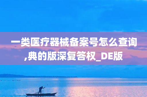 一类医疗器械备案号怎么查询,典的版深复答权_DE版