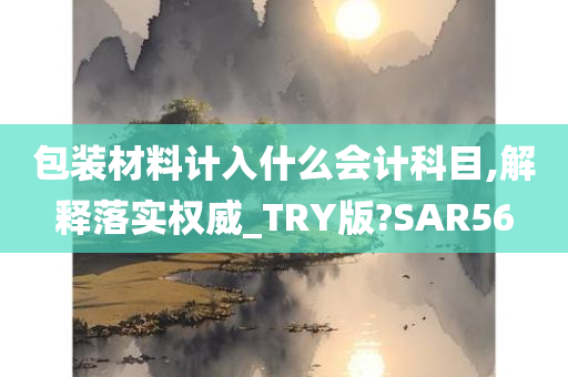 包装材料计入什么会计科目,解释落实权威_TRY版?SAR56