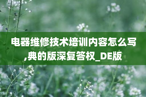 电器维修技术培训内容怎么写,典的版深复答权_DE版