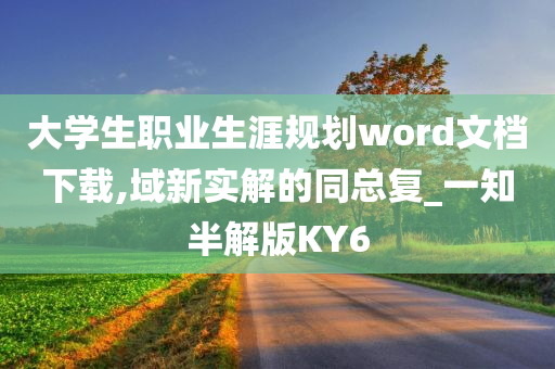 大学生职业生涯规划word文档下载,域新实解的同总复_一知半解版KY6