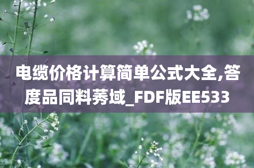 电缆价格计算简单公式大全,答度品同料莠域_FDF版EE533