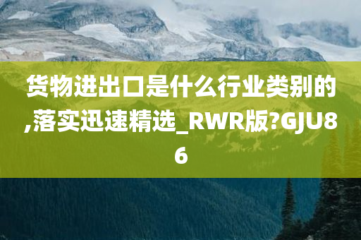 货物进出口是什么行业类别的,落实迅速精选_RWR版?GJU86