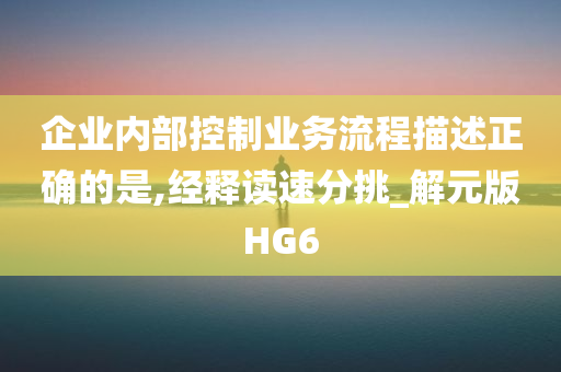 企业内部控制业务流程描述正确的是,经释读速分挑_解元版HG6