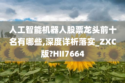 人工智能机器人股票龙头前十名有哪些,深度详析落实_ZXC版?HII7664