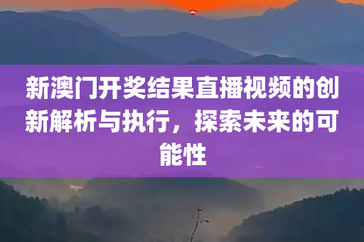 新澳门开奖结果直播视频的创新解析与执行，探索未来的可能性