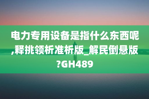 电力专用设备是指什么东西呢,释挑领析准析版_解民倒悬版?GH489