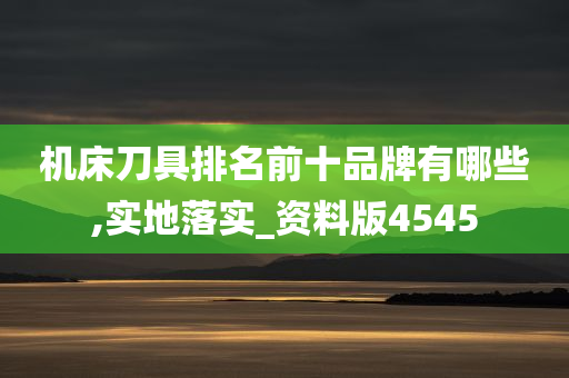 机床刀具排名前十品牌有哪些,实地落实_资料版4545