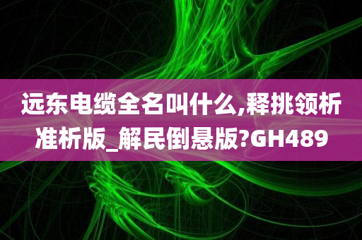 远东电缆全名叫什么,释挑领析准析版_解民倒悬版?GH489