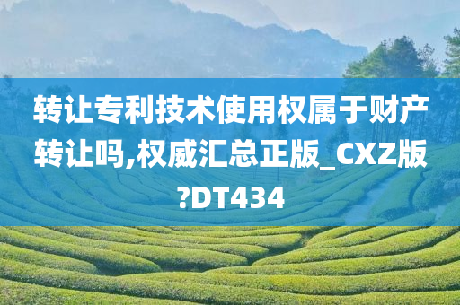 转让专利技术使用权属于财产转让吗,权威汇总正版_CXZ版?DT434